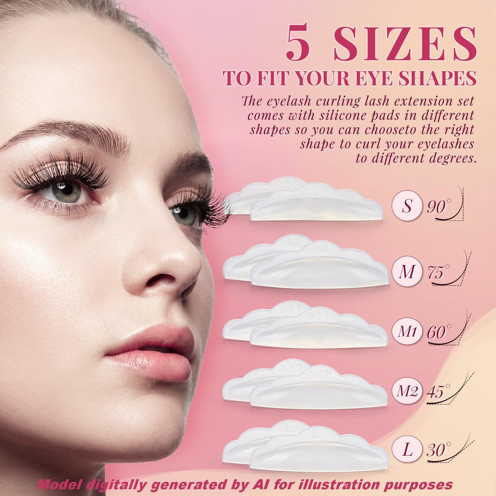 Lash Lift Kit, Eyelash Perm Kit with Glue Balm, Perm, Fixation, Nutrition, Silicone Pads for Lash Curling, Professional Lash Perm Set for Natural Long-Lasting Curl, Home Eyelash Lifting Kit for Women