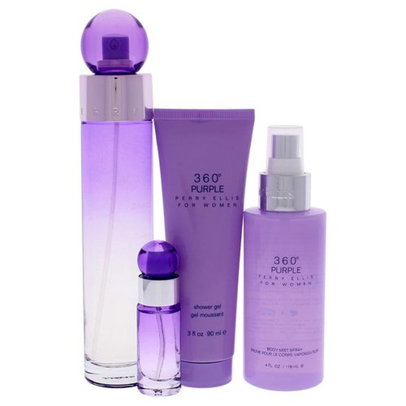 Perry Ellis 360 Purple Women's Fragrance Gift Set - 3.4oz EDP Spray, Mini Spray & Body Mist