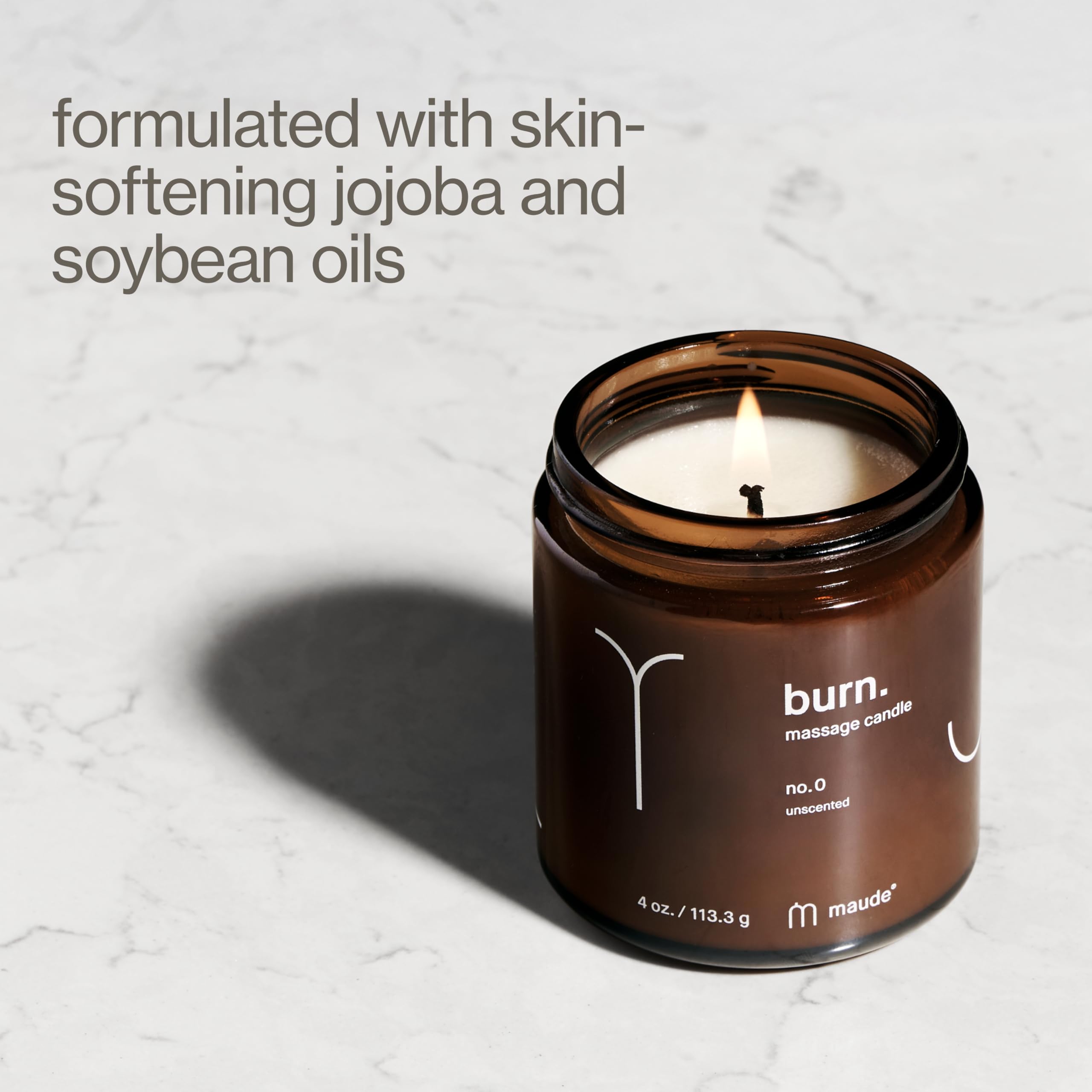 Maude Burn, Green Room (No. 3) - Hydrating + Skin-Softening Soybean + Jojoba Oil Massage Candle - Soothing Massage Oil Candle with Notes of Eucalyptus + Sandalwood - Relaxing Self Care Gifts (4 oz)