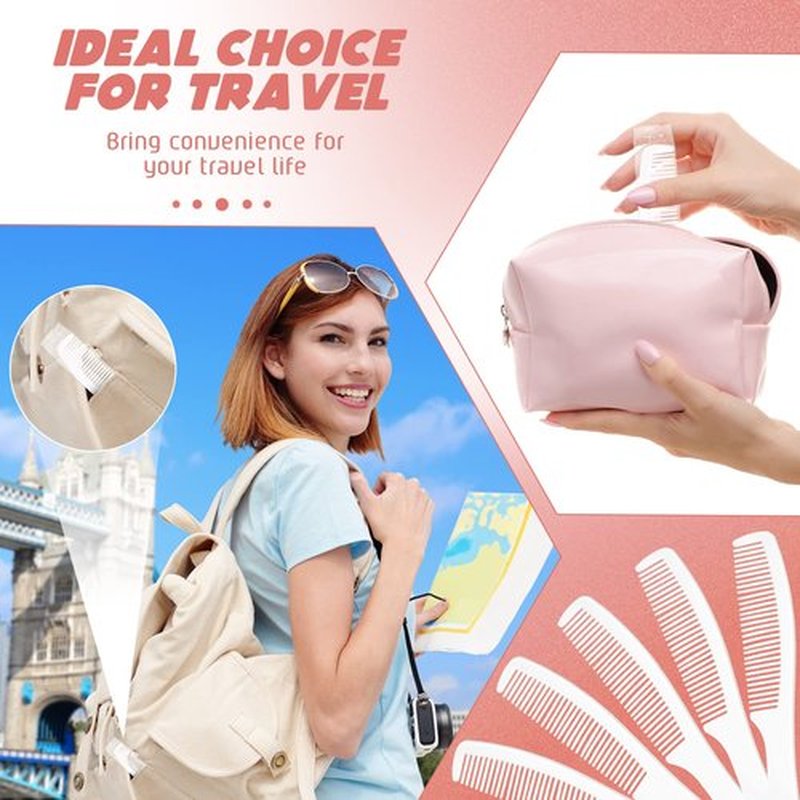 Chengu 200 Pcs Disposable Combs in Bulk Individually Wrapped Pocket Hair Combs Long Handle for Family, House Guest Hotel, Travel, Homeless, Shelter, Nursing, Charity(White)