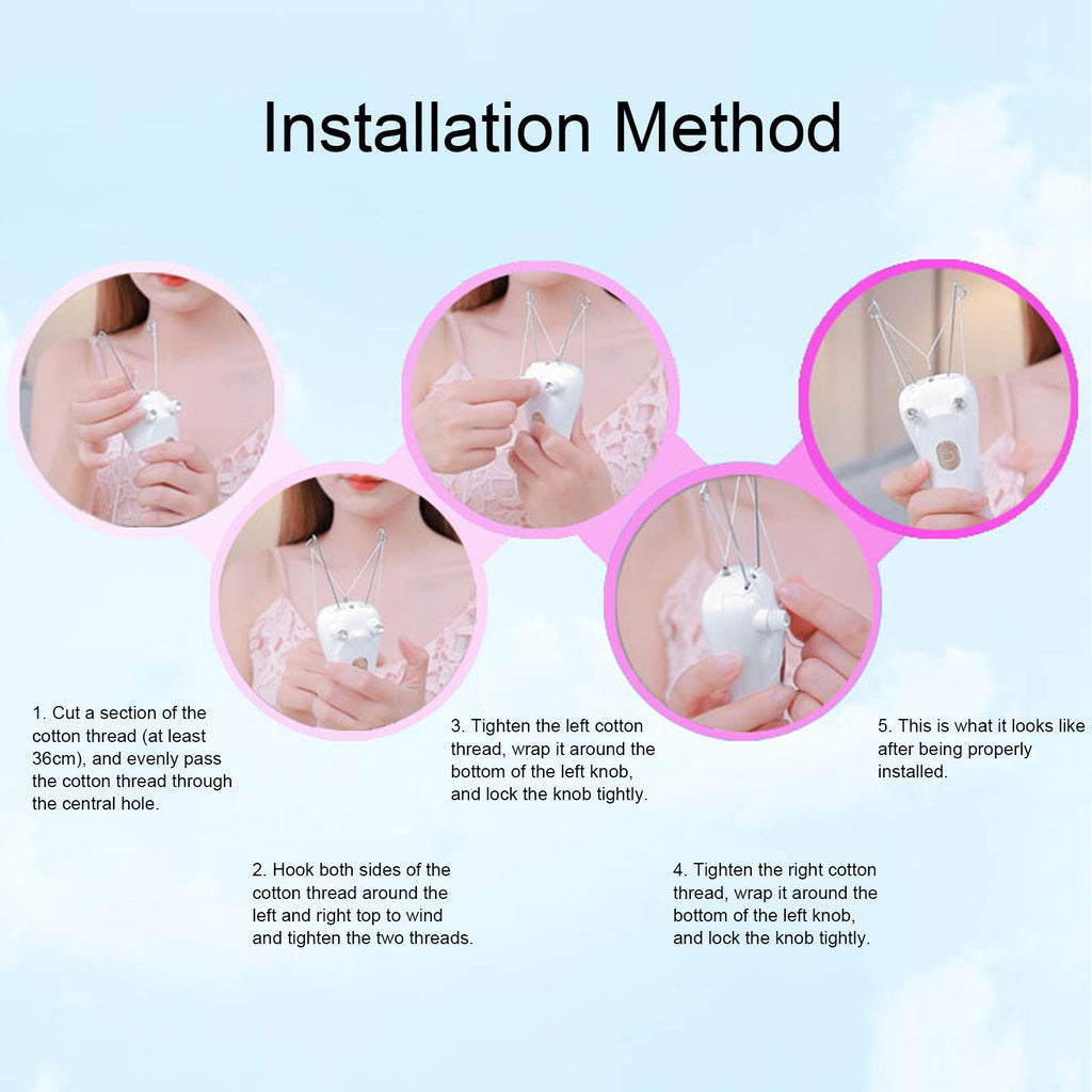 Sunicon Facial Threading Hair Removal, USB Rechargeable Electric Women Cordless Facial Threading Epilator Ladies Beauty Epilator Trimmer Cotton Threading Tool for Body Facial Pull(Gold)