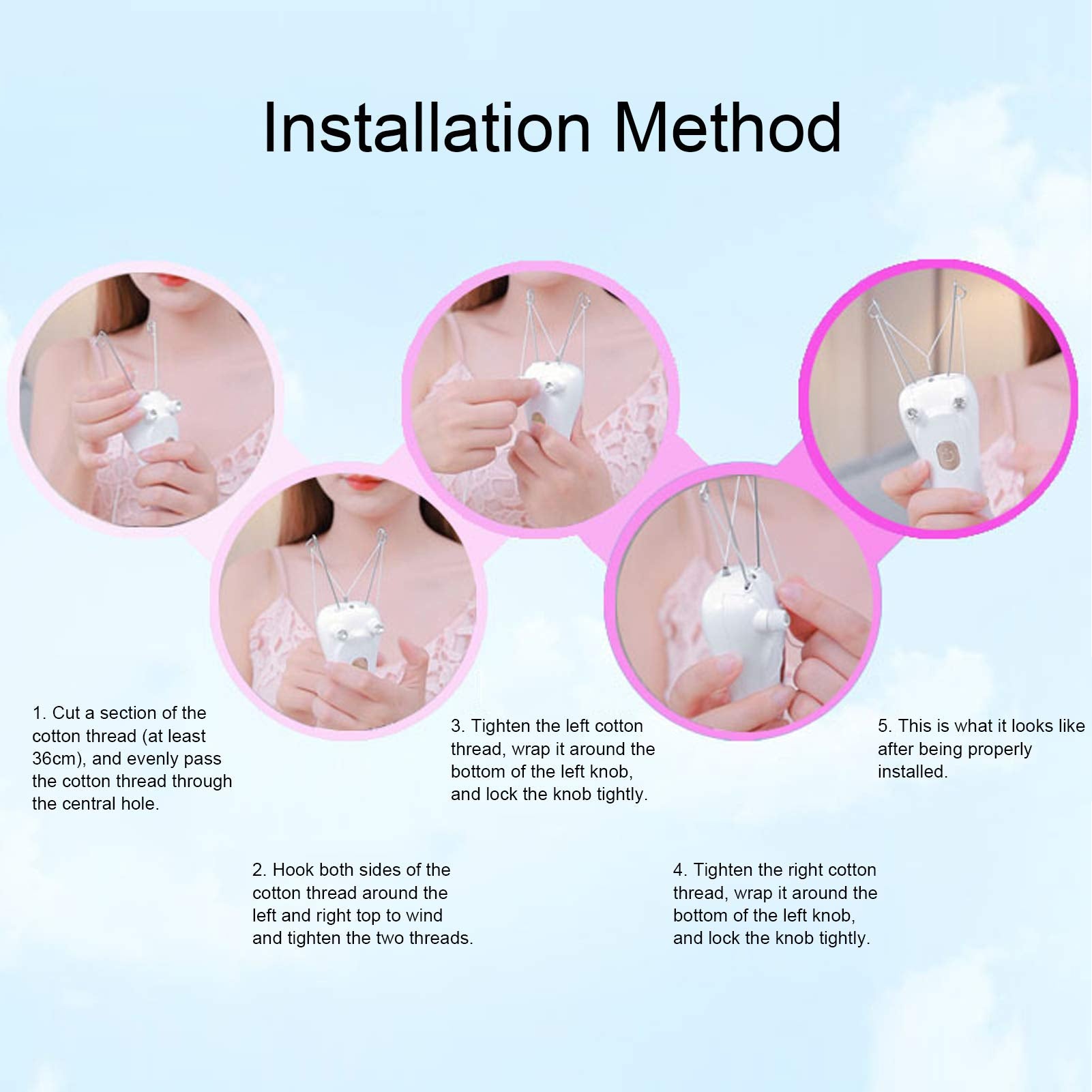 Sunicon Facial Threading Hair Removal, USB Rechargeable Electric Women Cordless Facial Threading Epilator Ladies Beauty Epilator Trimmer Cotton Threading Tool for Body Facial Pull(Gold)