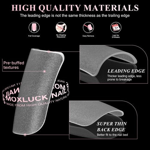 Moxluck Stiletto Nail Tips,Soft Gel Almond Half Cover False Nails Clear Acrylic Press on Nails 120Pcs, Soft Gel Nail Tips Extension False Tips for Nail Salons and DIY Art at Home (SET-5)