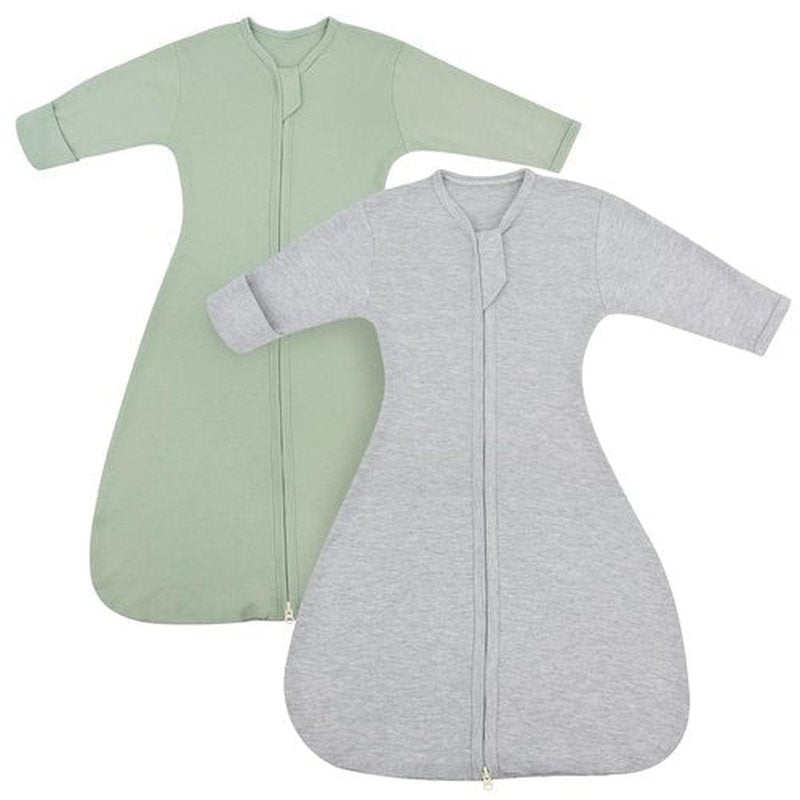 Skiennix Transition Swaddle Sleep Sack - 2-Pack 0-3 Months with Mitten Cuffs & 2-Way Zipper, 100% Cotton