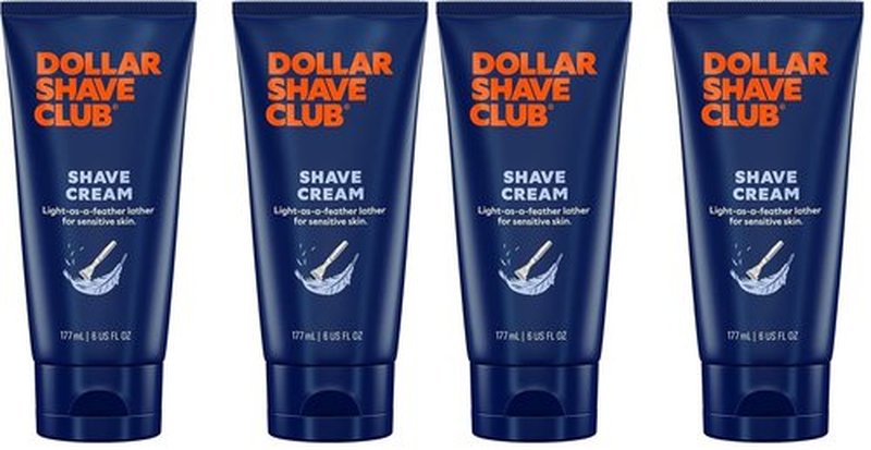 Dollar Shave Club | Hydrating Shave Cream for Sensitive Skin - 6 Ounce (Pack of 4)