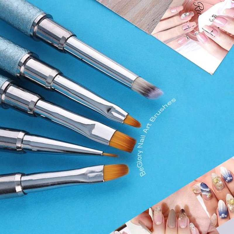 10PCS Acrylic Nail Art Brushes Set Manicure Tools Nail Art DIY Design Brush for Acrylic Application Pedicure Round Nail Art Brush for Acrylic Powder Nail Extension Nail Professional