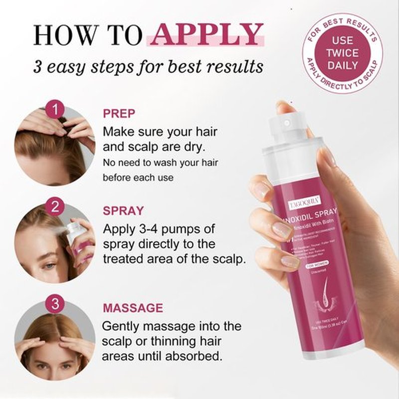5% Minoxidil for Women Hair Regrowth Spray, hers hair regrowth treatment Infused with Biotin, Extra Strength Treatment to Combat Hair Loss and Thinning, 6 Bottles（100 Ml)