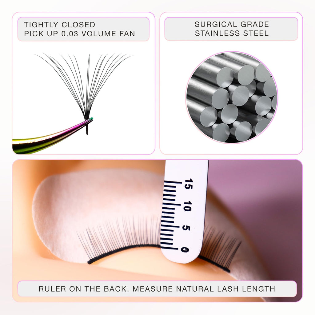 Curacoro Lash Tweezers, Fiber Tip Grip (Silver, Girl Boss)
