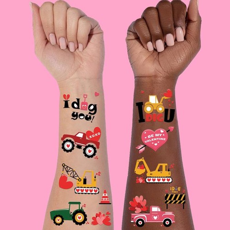 Ovasorve Valentine's Day Temporary Tattoos 152 Count - Heart Stickers for Classroom Party Favors, Pink Valentine Gifts Exchange, Teacher Rewards Supplies (Candy Hearts Design)