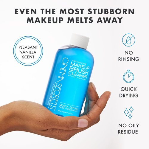 Cinema Secrets Makeup Brush Cleaner - Professional Quick-Drying Formula | 8oz & 6oz Spray Bottles