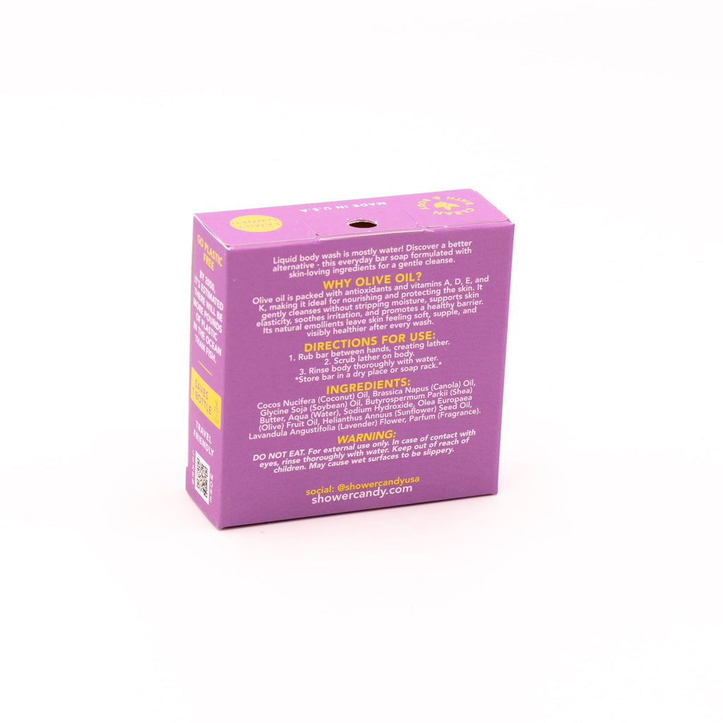 Shower Candy Ylang Ylang Bar Soap - 5.0 oz Natural Body Wash Bar - Made in USA - Olive Oil, Shea Butter, Lavender Buds