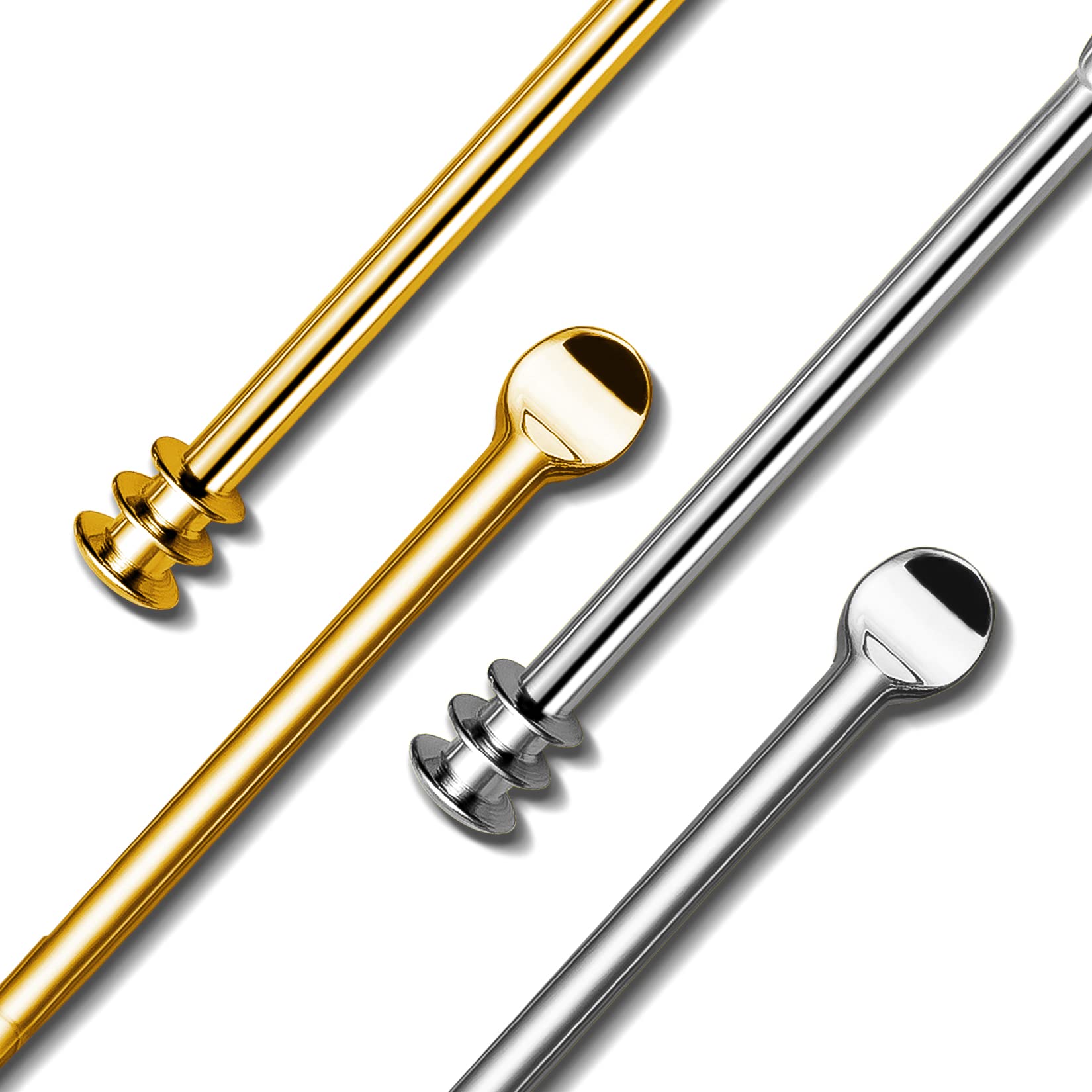 MR.GREEN Ear Wax Removal Ear Cleaner Double End Earwax Remover 360° Cleaning Three Ring Ear Pick Stainless Steel Ear Care Tools (Two piece Pack)