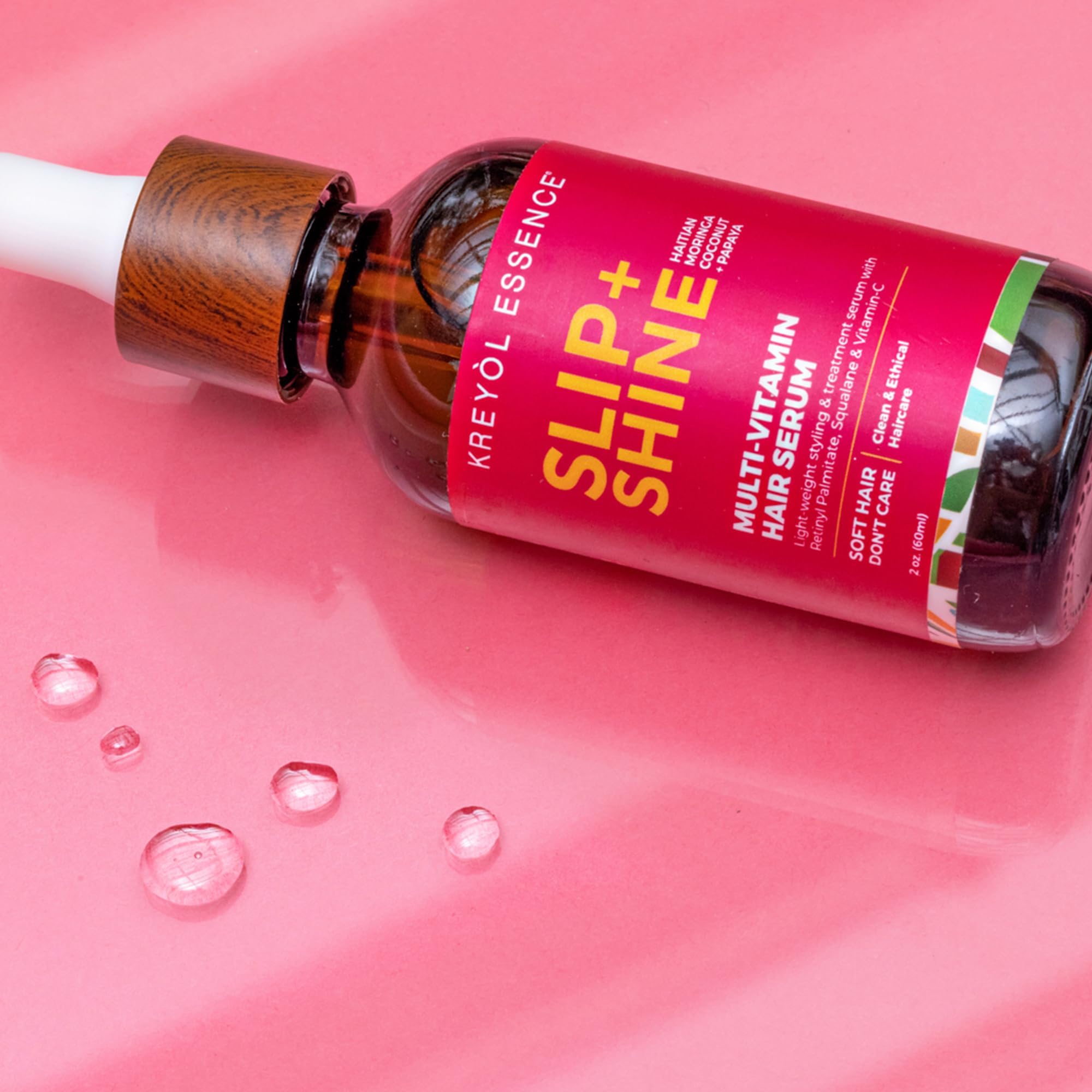 Kreyol Essence - 2 Oz Protect + Shine Hair Serum, Lightweight Moringa Oil Treatment, Multivitamin Hair Serum, Haitian Black Castor Oil, Grape Seed, Squalane and Argan Oil