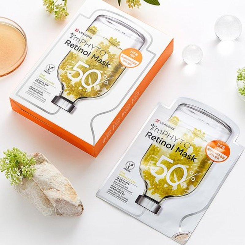I'MPHYTO Leaders Facial Mask 10 Sheet Retinol Vegan Mask | Anti-Aging & Fine Wrinkle Skin Care | Plant-Based Rock Samphire, Carrot Extract & Natural Cellulose Sheet