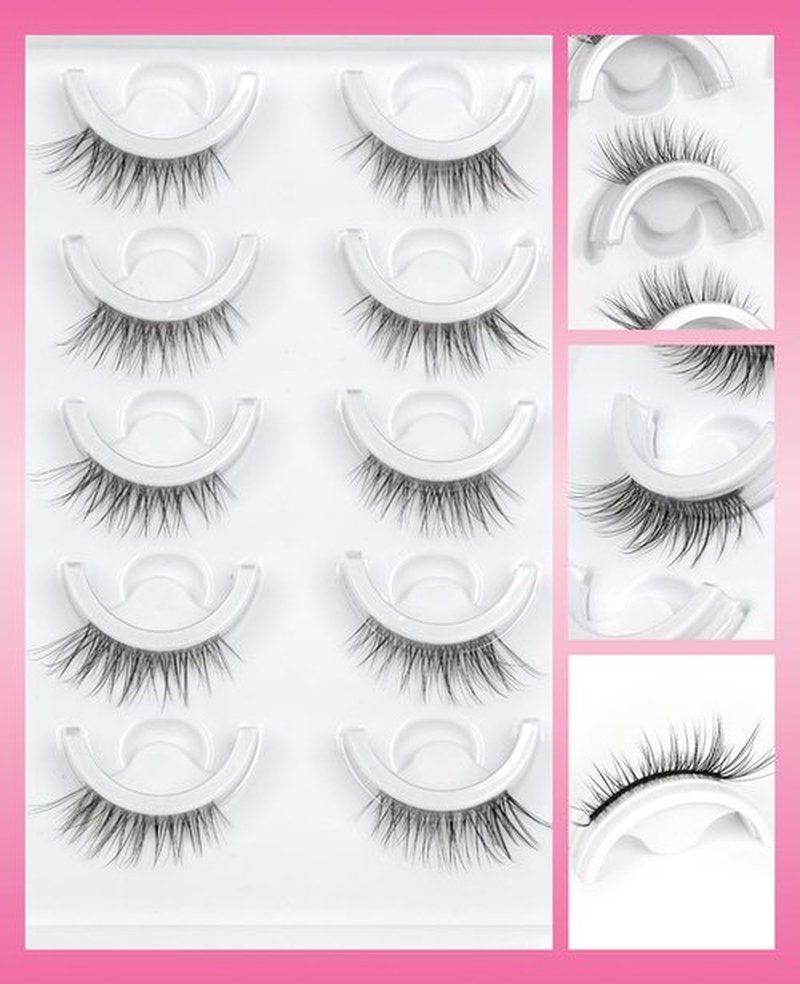 Half Self Adhesive Eyelashes Glueless - 3/4 Corner Natural Eye Pre-glued Waterproof Glueless No Glue Needed Reusable Stick on False Strip Lashes by EMEDA(Half Lashes 874 with Tweezers)