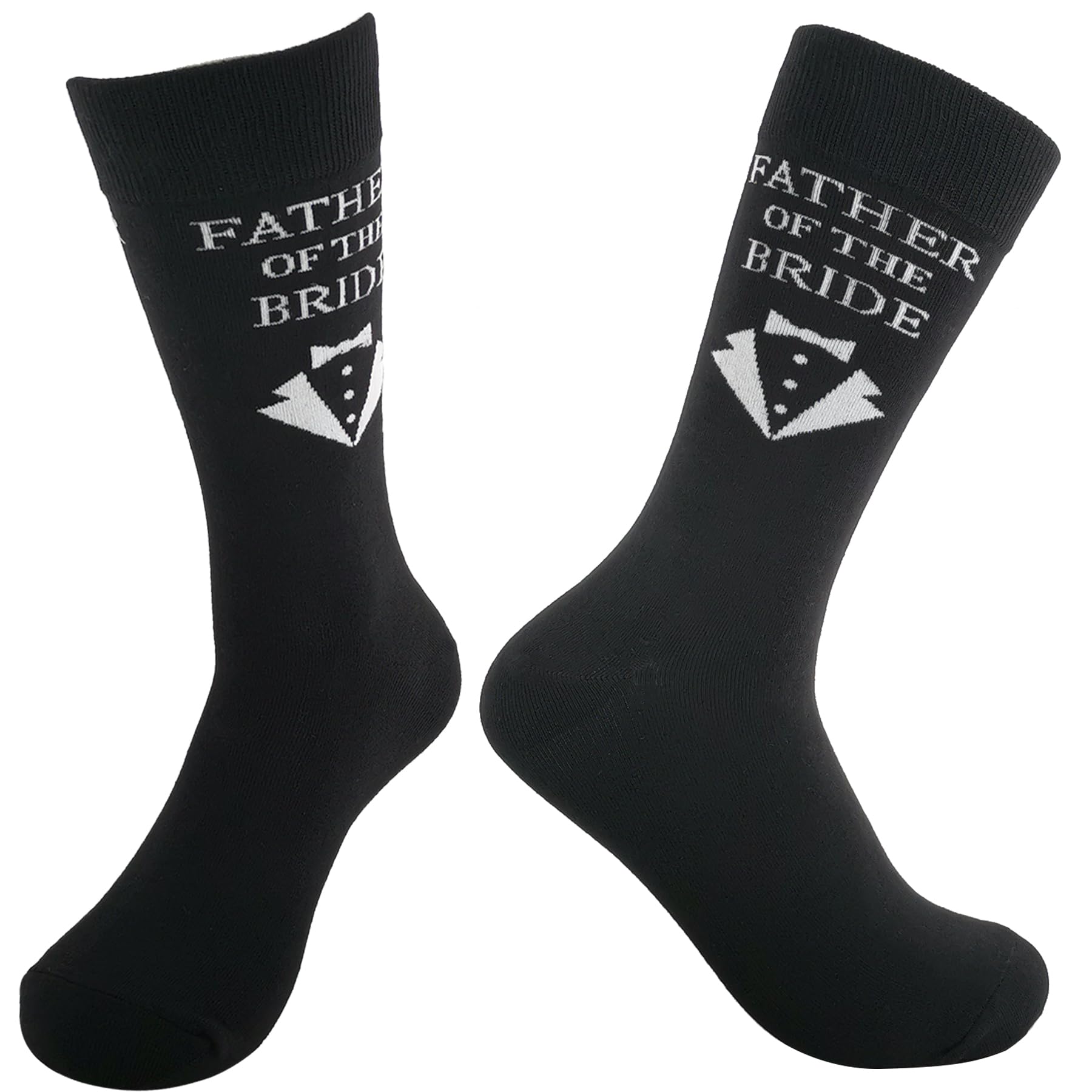 BUENWAZ Dress Socks for Father of the Bride 1 Pair Wedding Day Gift, Fun Socks for Wedding, Size Men 8-12 (Black)