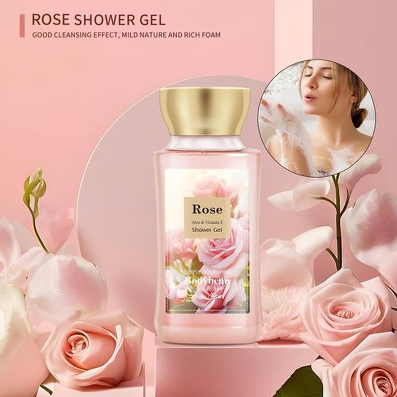 Bath and Body Gift Set for Women & Girls, Rose 2PCS Set for - Body Lotion, Body Mist, Personal Portable Body Care Travel Set for Birthday Mother's Day Gifts for Her and Him