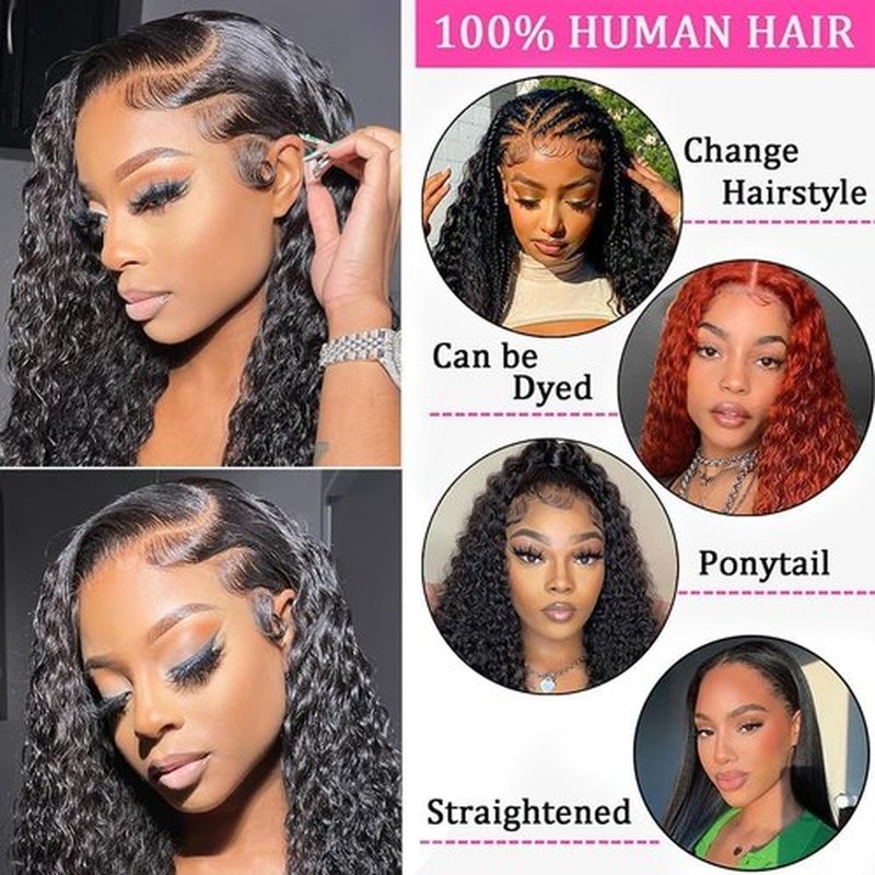 Flower Shadow 13x6 Full Lace Frontal Wig Water Wave Virgin Human Hair Wigs 210% 18 Inch Deep Wave 13x6 HD Full Lace Frontal Wigs For Black Women Wet and Wavy Wig