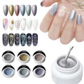 LOKFAR 6 Colors Metallic Gel Nail Polish - 3D Reflective Metallic Chrome Gel Liner for Nail Art Painting (Gold, Silver, Rose Gold, Blue, Green, Purple)