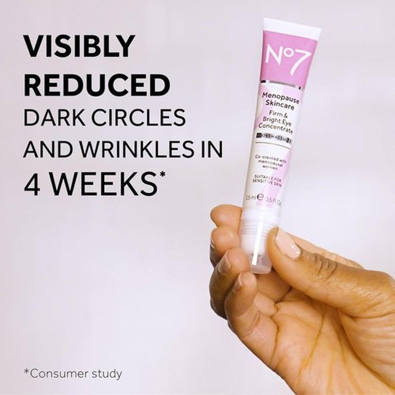 No7 Menopause Skincare Firm & Bright Eye Concentrate - Revitalizing Eye Cream for Dark Circles & Puffiness - 15 ml