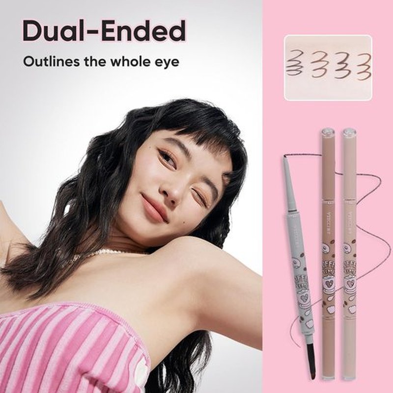 Skiennix Waterproof Gel Eyeliner Pencil - Highly Pigmented, Smudge-Proof, Ultra-Fine Tip - Includes Built-In Brush for Easy Application - 01 Black