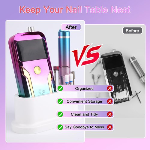 ANGNYA Nail Drill Machine Holder, 8 Holes Nail Drill Bit Holder, Nail Efile Stand and Organizer Storage Box Case(Not Including Efile & Bits)