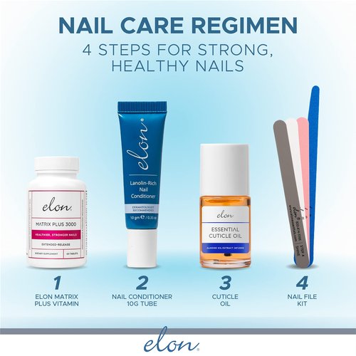 Elon Matrix Plus 3000 Biotin Vitamins for Nail Repair Strengthening and Growth (60 Day Supply)