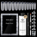 Modelones Slip Solution for Poly Gel, Anti-Stick Gel Nail Extension Complete Kit with Nail Forms Tips Clips Art Tool DIY at Home