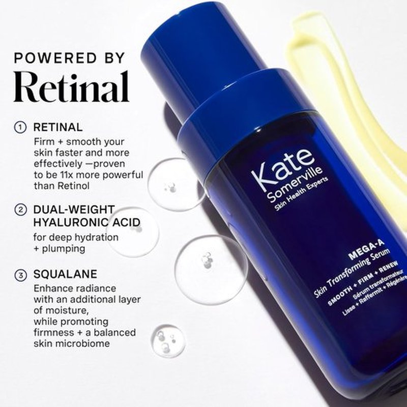 Kate Somerville Mega-A Skin Transforming Serum - Anti-Aging Formula with Hyaluronic Acid for Smooth Skin, 1 Fl. Oz