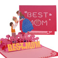 Luerbi Mother's Day Pop Up Card, Best MOM Pop Up Greeting Cards, 3D Mother Day Greeting Card with Envelope, Pop Up Flower Bouquet Handmade Gift Card for Sister, Wife, Mother, Grandma, Women