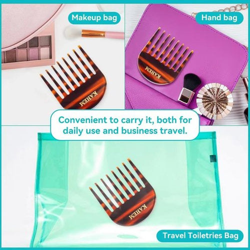 2-Pack Handcrafted Acetate Wide Tooth Combs for Curly Hair - Professional Detangling Combs for Wet & Dry Hair, Ideal for All Lengths - 3.14" Small Size, Eco-Friendly Material