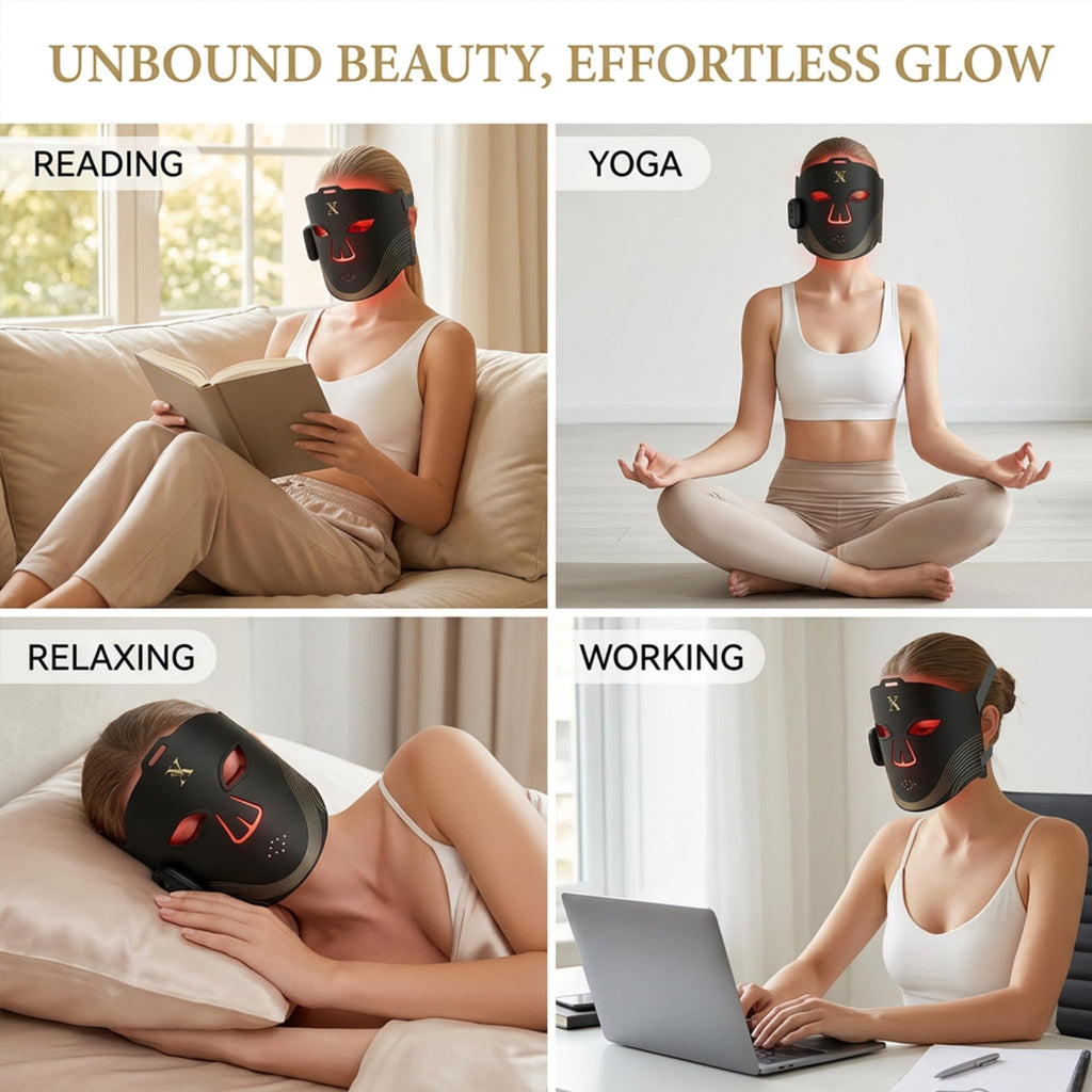 X-Vitalis LED Light Therapy Mask, OTC FDA-Cleared for Acne Treatment & Wrinkle Reduction, 4 Wavelengths (660/850/450/590nm), Wireless Home Skincare Device