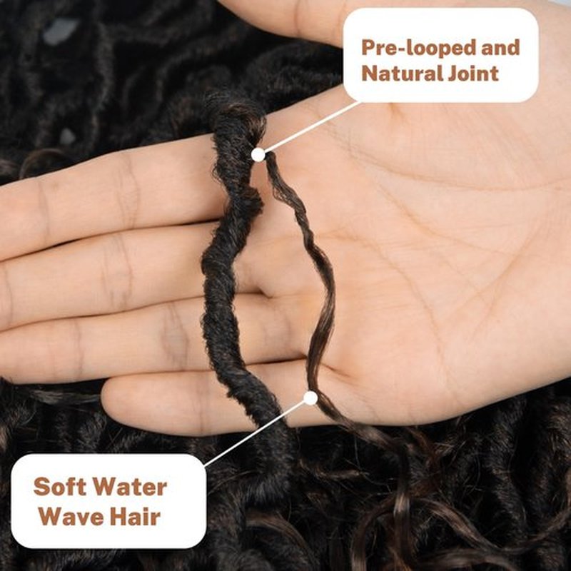 Goddess Locs Crochet Hair 18 inch Faux Locs Crochet Hair for Women Pre Looped Soft River Locs Crochet Braids with Curly Hair Boho Hippie Locs Synthetic Hair Extensions (1B/30)