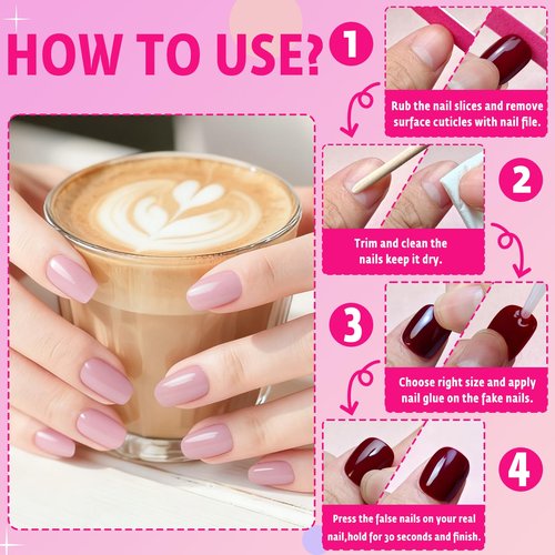 AddFavor Nude Press on Nails Short Square - 240PCS Glossy Short Nude Fake Nails Press ons for Women and Girls, Glue on Nails Kit with Adhesive Tabs, Nail Glue & File