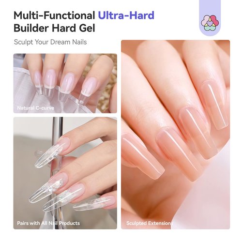 SAVILAND SSProX Ultra Hard Builder Nail Gel: 120 g Clear Plant-Based Hard Gel for Nails Mica Vitamin E Castor Oil U V 3D Nail Extension Gel Strengthening & Thickening DIY Home Use
