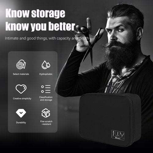 Barber Tools Bag Barber Case Hair Tools Travel Bag Clipper Guard Holder for Clippers and Supplies Hair Cutting Scissors Storage Bag Portable Clipper Storage Holder Organizer for Hair Cutting (Black)