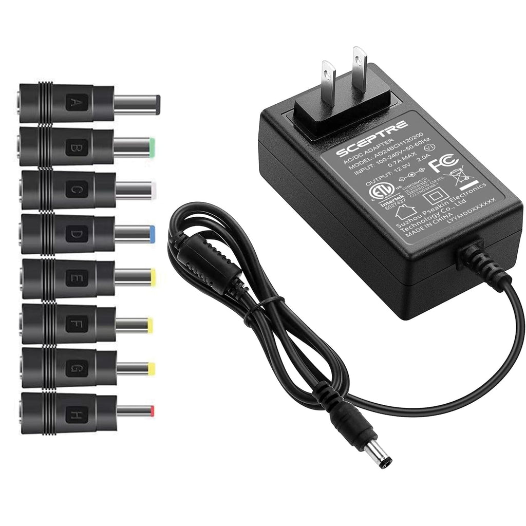 Kado Power Adapter 12V-2A 1.5A 1A AC/DC Power Cord 5.5x2.1mm with 8 Tips
