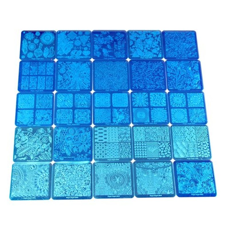 FingerAngel Mix 25Pcs Nail Art Stamping Template Full Cover Nail Template Manicure Print DIY Image Plate with Stamper Kit(A21-45)