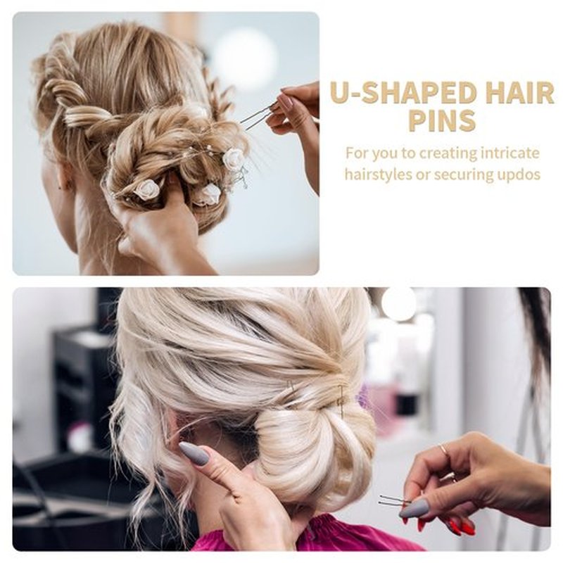 Mia Klein U Shaped Hair Pins -2.4 Inch 250 Count, Professional Hair Styling Pins for Women, Girls, and Hairdressing Salons - Includes Clear Storage Box for Updos and Bun Hair (Brown)