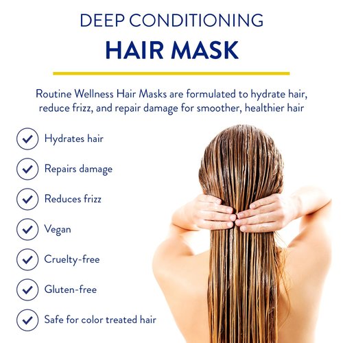 Routine Wellness Deep Conditioning Hair Mask - Revitalize Dry, Damaged Hair - Hydrating Repair Treatment, 8oz