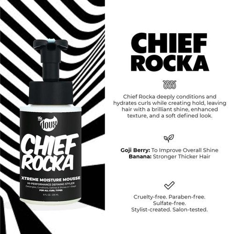 Chief Rocka Xtreme Moisture Mousse for Curly Hair – Curl Defining Hair Mousse for Women with Lasting Hold, Frizz Control & Shine – Styling Foam for Wavy Hair, Coily Hair & Natural Hair Products, 8oz