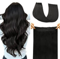 SAFIRENY Wire Hair Extensions 70g Straight Human Hair Wire Extensions Natural Black Invisible Wire Hair Extensions Real Human Hair Black Hair Extensions for Women 14inch(#1B-14inch)