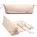 Aerotrunk Hair Tools Organizer - Hot Hair Tools Travel Bag with Heat Resistant Mat, Large Capacity Pouch for Flat Irons, Curling Wands, Hair Dryers - Beige
