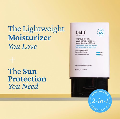 Belif Aqua Bomb Sunscreen SPF 45 - Hydrating Niacinamide Formula, Weightless & Invisible, 1.69 fl. oz