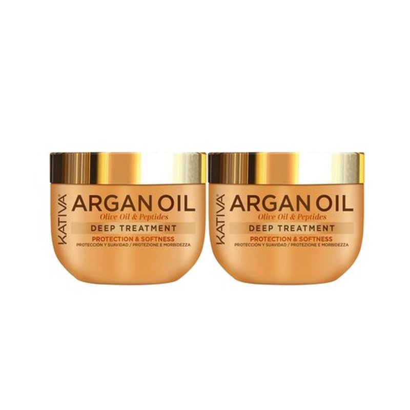 KATIVA Argan Oil Hair Mask 2-Pack (10 oz Each) – Deep Conditioning Treatment with Organic Argan Oil, Olive Oil & Peptides – Hydrating Repair for Dry, Damaged Hair – Sulfate-Free, Vegan