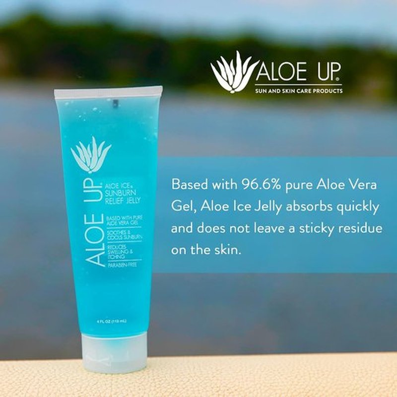 ALOE UP Aloe Vera Gel - Cooling Sunburn Relief for Face & Body | 96.6% Pure, Alcohol-Free, 4 Oz