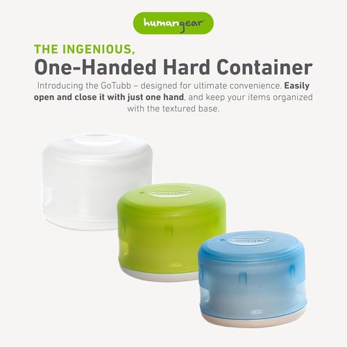 Humangear GoTubb - Food-Safe Storage Containers for Snacks & Essentials | Clear/Green/Blue, Small (3-Pack)