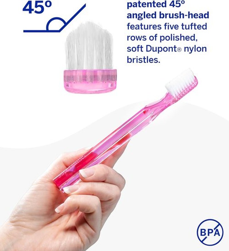 Supersmile 45° Patented Toothbrush - Innovative Design for Superior Cleaning | Pink, 2 Count