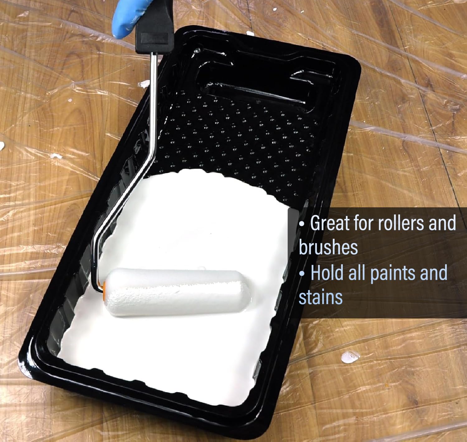 Great Andrew Jumbo Paint Roller Tray Liner 4 Inch, 12 PCS Disposable Small Plastic Paint Trays Liners Perfect for Smaller Projects, DIY Painting etc. (Black)