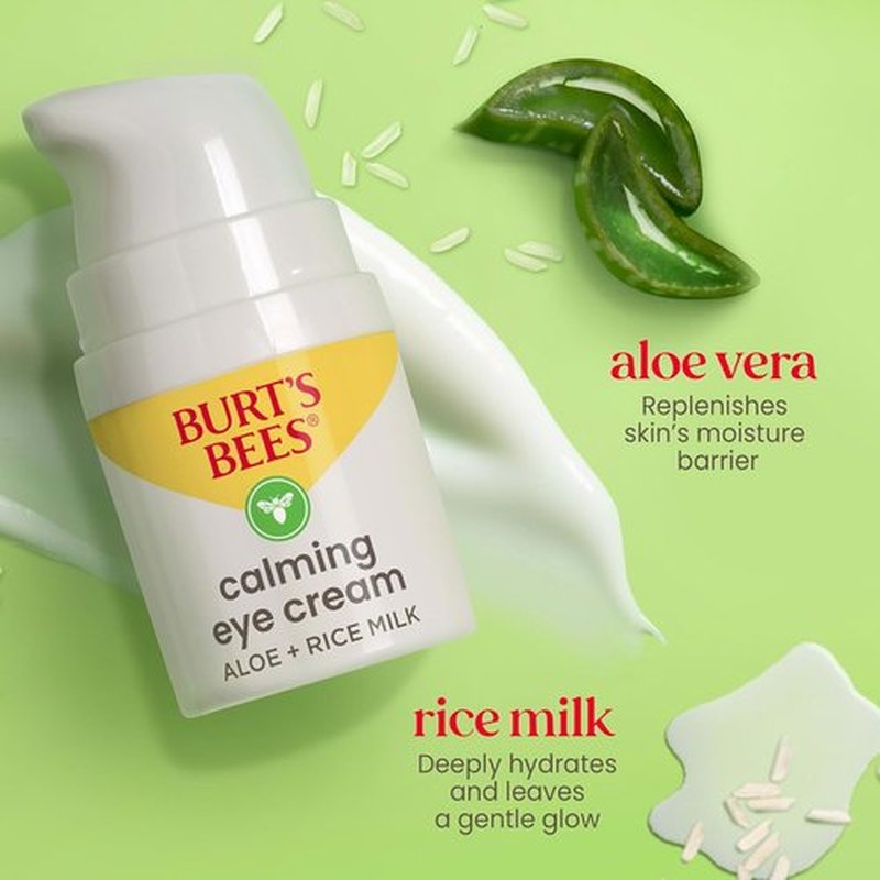 Burt's Bees Calming Eye Cream - Moisturizing Aloe & Rice Milk Formula | 0.5 oz Bottle (Pack of 2)